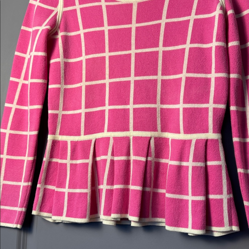 Banana Republic Pink Windowpane Peplum Sweater | Size Small - Picture 5 of 7